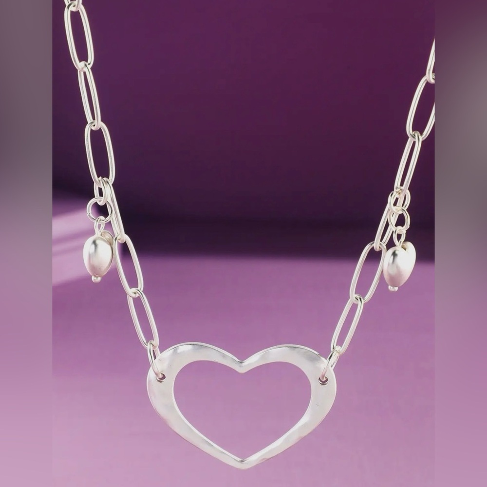 Silver Heart Chain Necklace NWT